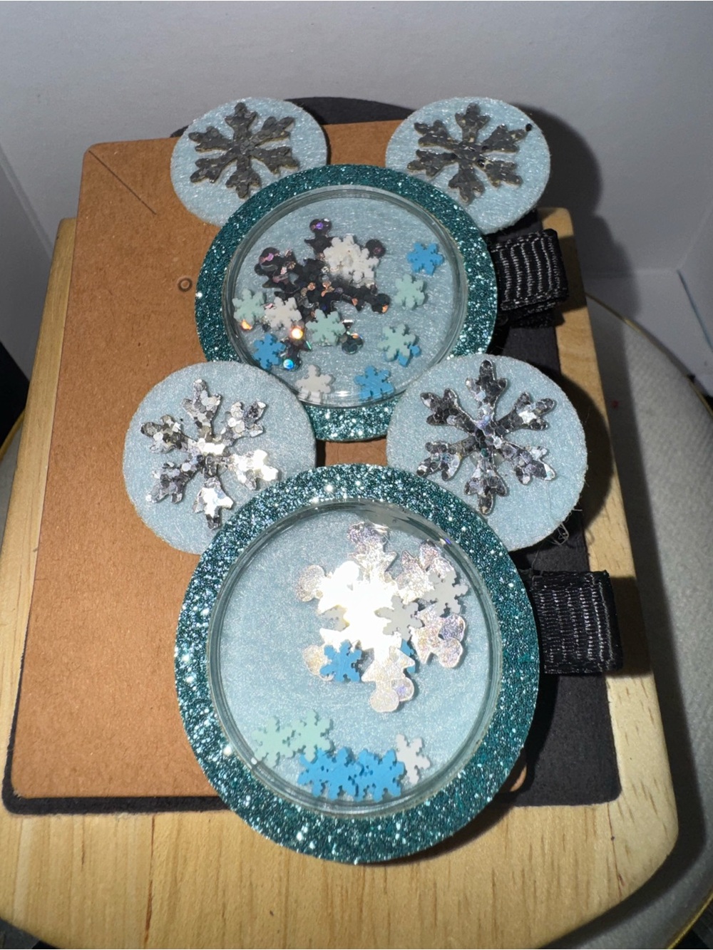 Glitter Snowflake Shaker Hair Clips - Blue